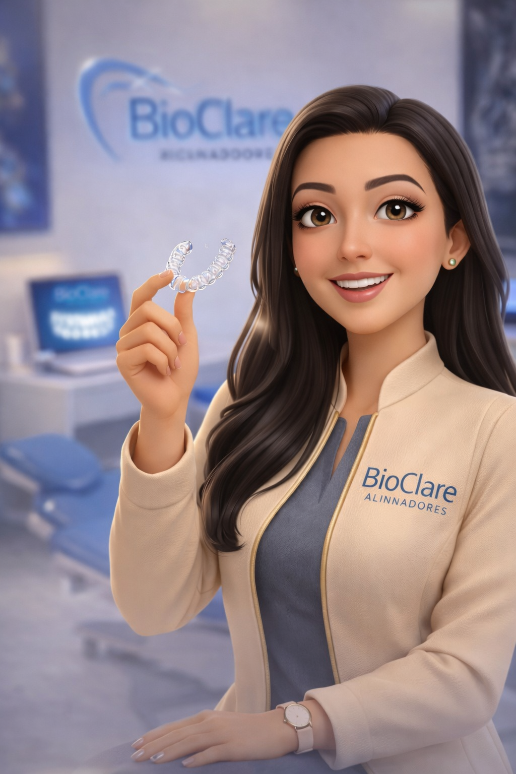 Personagem BioClare em clínica